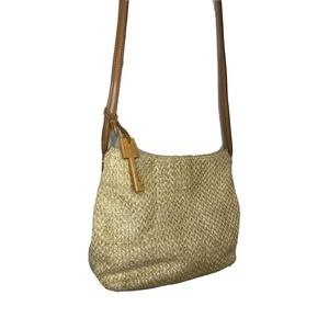 VTG Fossil Straw Crossbody Bag With Key Logo